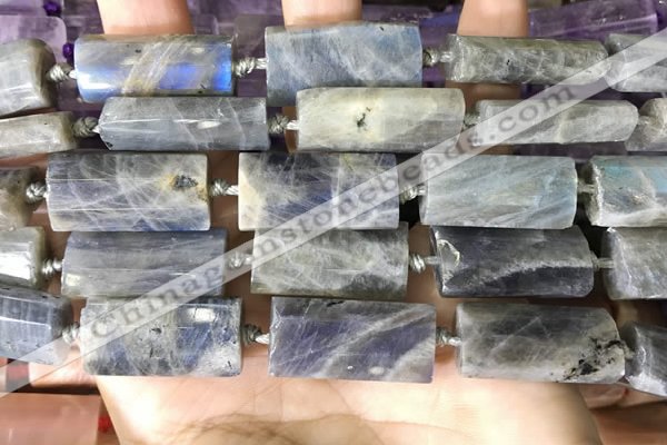 CTB674 14*27mm - 15*28mm faceted flat tube labradorite beads