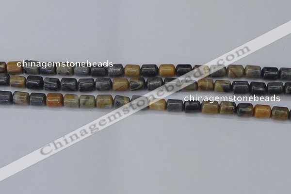 CTB712 15.5 inches 6*8mm tube black picasso jasper beads wholesale