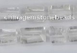 CTB730 15.5 inches 6*10mm - 8*12mm faceted tube white crystal beads