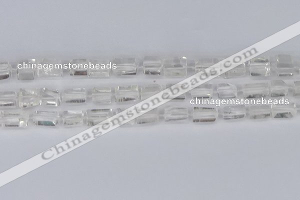 CTB730 15.5 inches 6*10mm - 8*12mm faceted tube white crystal beads