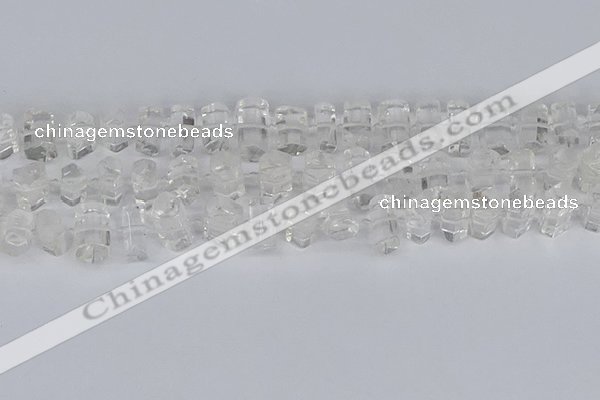 CTB750 15.5 inches 6*10mm - 8*12mm faceted tube white crystal beads