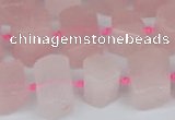 CTB751 15.5 inches 6*10mm - 8*12mm faceted tube rose quartz beads