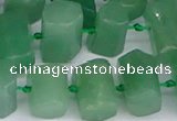 CTB756 15.5 inches 6*10mm - 8*12mm faceted tube green aventurine beads