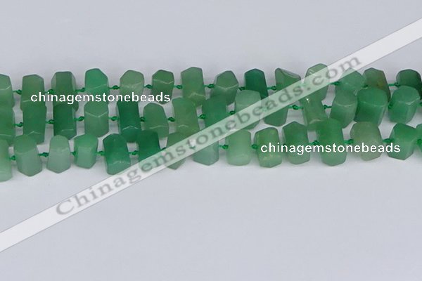 CTB756 15.5 inches 6*10mm - 8*12mm faceted tube green aventurine beads