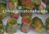 CTB758 15.5 inches 6*10mm - 8*12mm faceted tube unakite beads