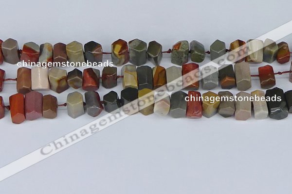 CTB762 6*10mm - 8*12mm faceted tube polychrome jasper beads