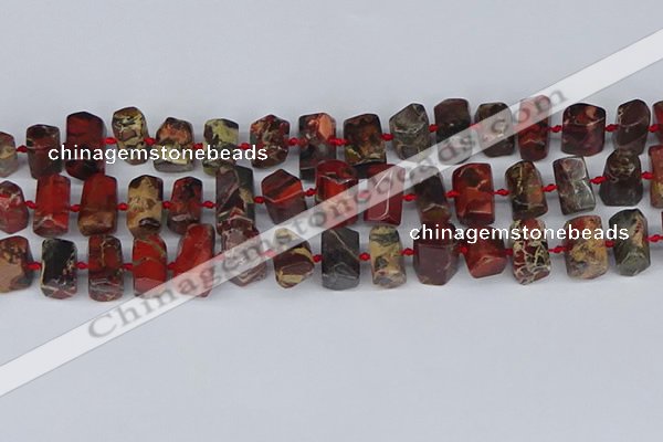 CTB763 15.5 inches 6*10mm - 8*12mm faceted tube poppy jasper beads