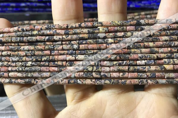 CTB816 15.5 inches 2*4mm tube leopard skin jasper beads wholesale