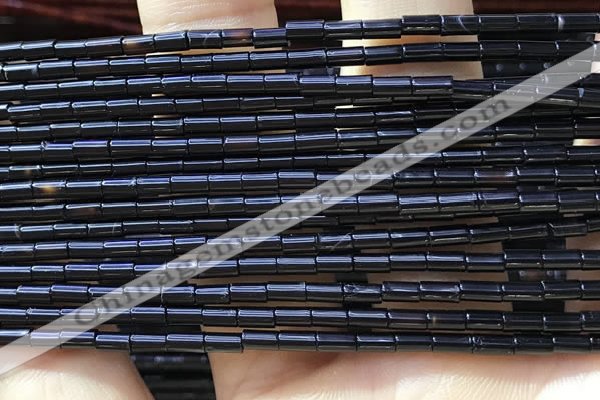 CTB819 15.5 inches 2*4mm tube black agate beads wholesale