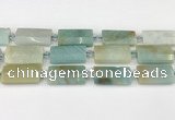 CTB851 13*25mm - 15*28mm faceted flat tube amazonite beads