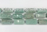 CTB852 13*25mm - 15*28mm faceted flat tube amazonite beads