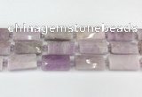 CTB854 13*25mm - 15*28mm faceted flat tube kunzite beads