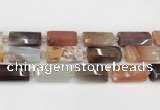 CTB856 13*25mm - 15*28mm faceted flat tube agate beads