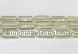 CTB858 13*25mm - 15*28mm faceted flat tube lemon quartz beads