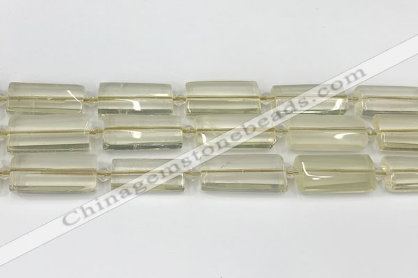 CTB858 13*25mm - 15*28mm faceted flat tube lemon quartz beads