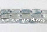 CTB859 13*25mm - 15*28mm faceted flat tube aquamarine beads