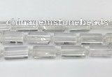 CTB860 13*25mm - 15*28mm faceted flat tube white crystal beads