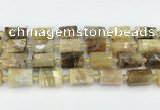 CTB871 13*25mm - 14*19mm faceted tube yellow opal beads