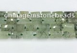 CTB881 13*25mm - 14*19mm faceted tube green rutilated quartz beads