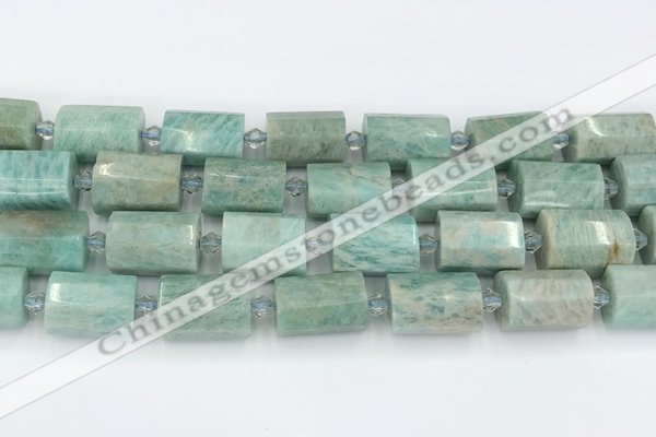 CTB882 13*25mm - 14*19mm faceted tube amazonite beads