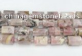 CTB883 13*25mm - 14*19mm faceted tube pink opal beads