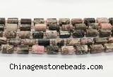 CTB895 15.5 inches 10*14mm faceted tube rhodonite gemstone beads