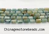 CTB897 15.5 inches 10*14mm faceted tube amazonite beads wholesale