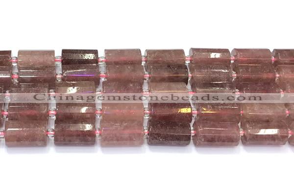 CTB904 15 inches 10*16mm faceted tube strawberry quartz beads