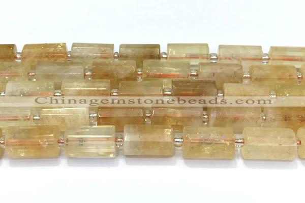 CTB907 15 inches 10*16mm faceted tube citrine beads