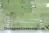 CTB908 15 inches 10*16mm faceted tube green rutilated quartz beads