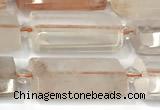 CTB916 13*25mm - 15*28mm faceted flat tube pink quartz beads
