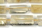 CTB918 13*25mm - 15*28mm faceted flat tube citrine beads