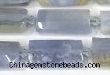 CTB920 13*25mm - 15*28mm faceted flat tube blue chalcedony beads