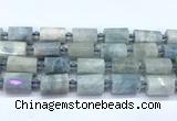 CTB940 15 inches 13*25mm - 14*19mm faceted tube aquamarine beads
