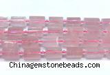 CTB943 15 inches 13*25mm - 14*19mm faceted tube rose quartz beads