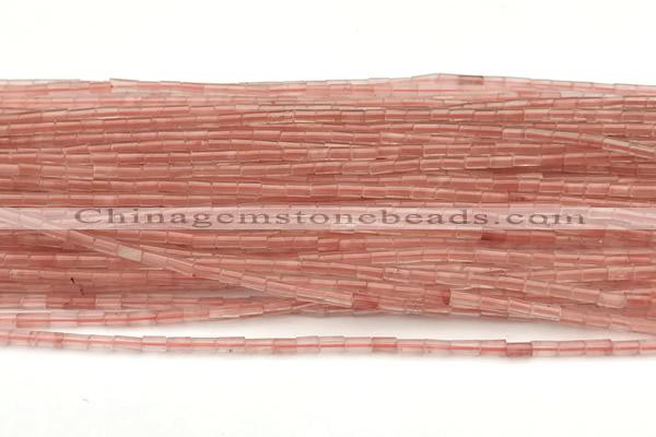 CTB968 15 inches 2*4mm tube cherry quartz beads