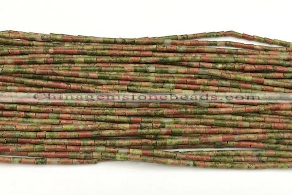 CTB984 15 inches 2*4mm tube unakite beads