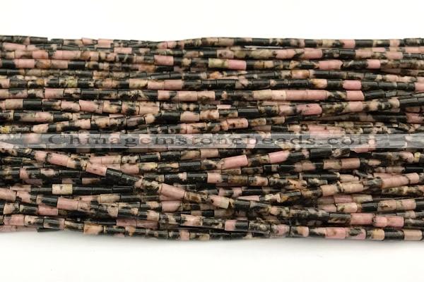 CTB993 15 inches 2*4mm tube rhodonite beads