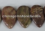 CTD09 Top drilled 22*30mm flat teardrop jasper gemstone beads