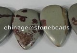 CTD11 Top drilled 22*30mm flat teardrop red artistic jasper beads