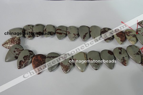 CTD11 Top drilled 22*30mm flat teardrop red artistic jasper beads