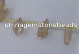 CTD1100 Top drilled 4*12mm - 5*18mm nuggets plated quartz beads
