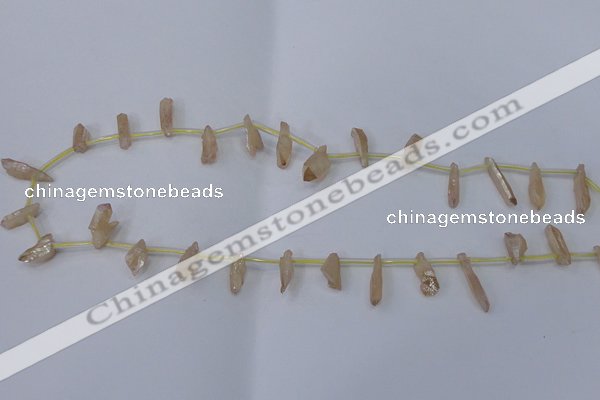 CTD1100 Top drilled 4*12mm - 5*18mm nuggets plated quartz beads