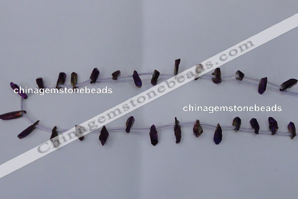 CTD1104 Top drilled 4*12mm - 5*18mm nuggets plated quartz beads