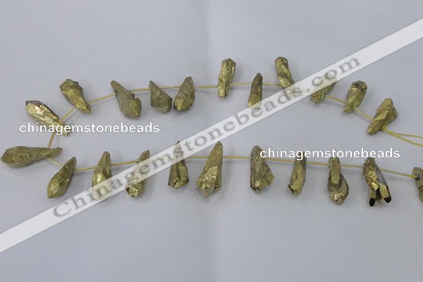 CTD1111 Top drilled 8*25mm - 10*30mm nuggets plated quartz beads