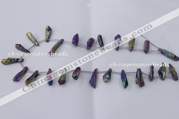 CTD1113 Top drilled 8*25mm - 10*30mm nuggets plated quartz beads