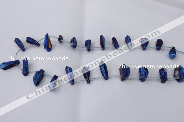 CTD1117 Top drilled 8*25mm - 10*30mm nuggets plated quartz beads