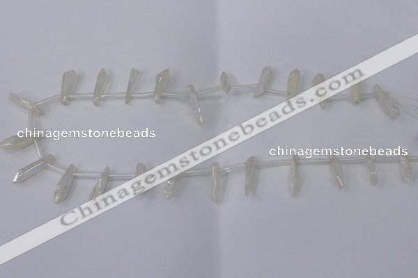 CTD1132 Top drilled 4*12mm - 6*20mm nuggets plated quartz beads