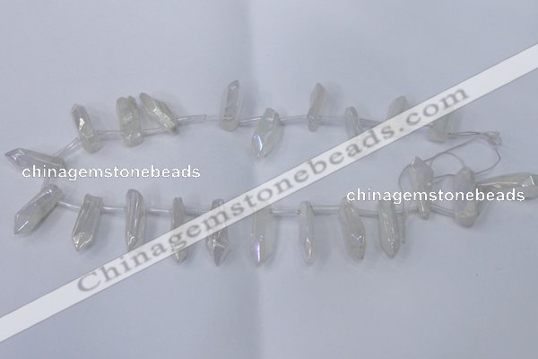 CTD1135 Top drilled 6*20mm - 8*25mm nuggets plated quartz beads