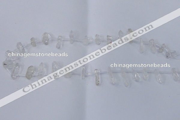 CTD1140 Top drilled 5*12mm - 6*18mm nuggets white crystal beads